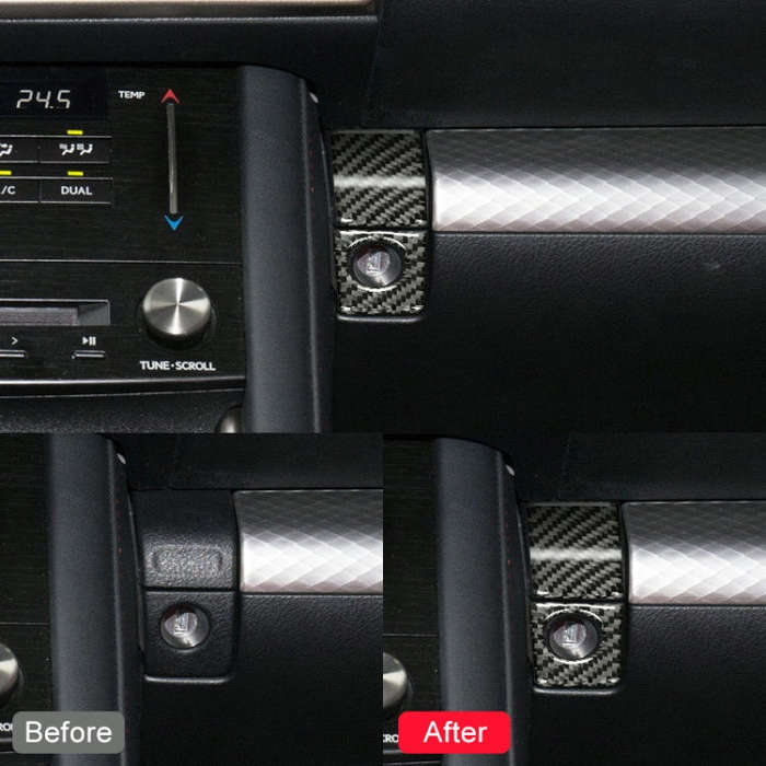 Car Carbon Fiber Storage Box Switch Decorative Sticker for Lexus IS250 2013-, Left Drive