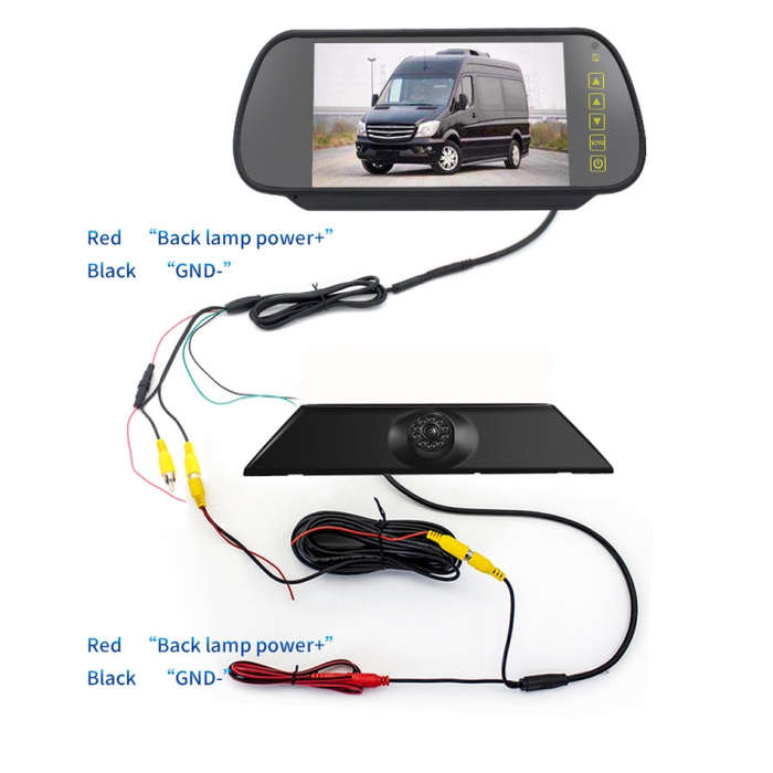 PZ474 Car Waterproof 170 Degree Brake Light View Camera + 7 inch Rearview Monitor for Iveco Daily...