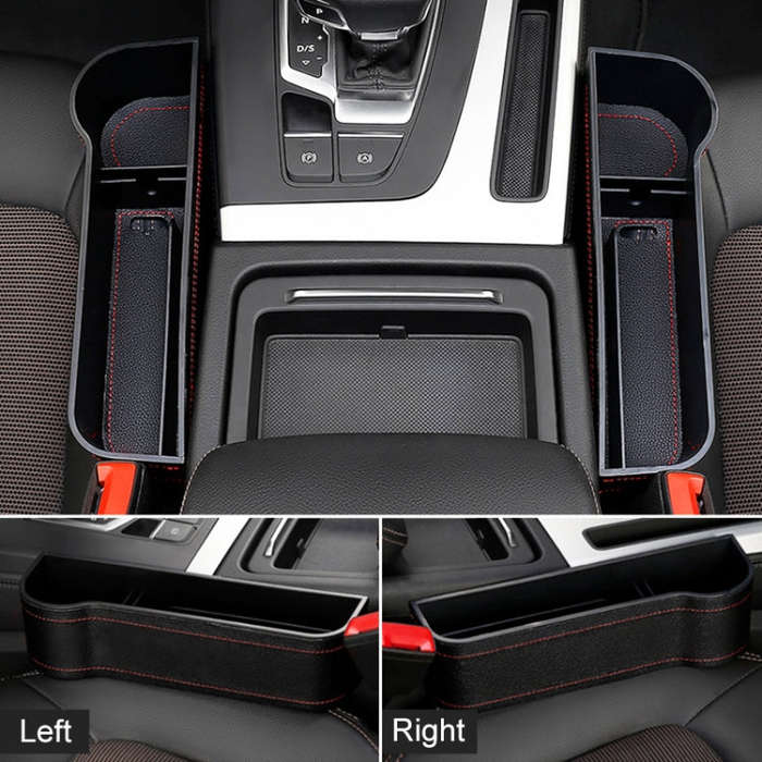 2 PCS Car Multi-functional Principal And Deputy Driver Seat Console Leather Box (Black)