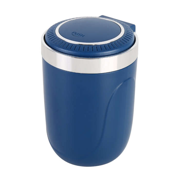 Portable Car Stainless Steel Liner Cigarette Ashtray with Light(Dark Blue)