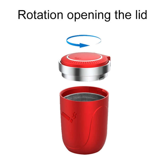 Portable Car Stainless Steel Liner Cigarette Ashtray with Light(Red)