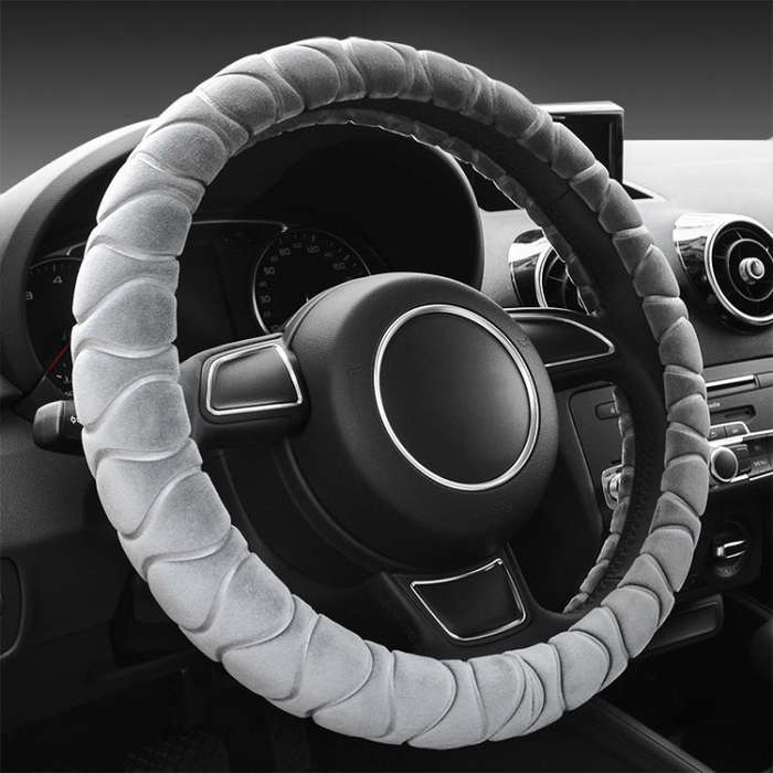 Car Universal Short Plush Warm Anti-skid Steering Wheel Cover, Adaptation Steering Wheel Diameter...