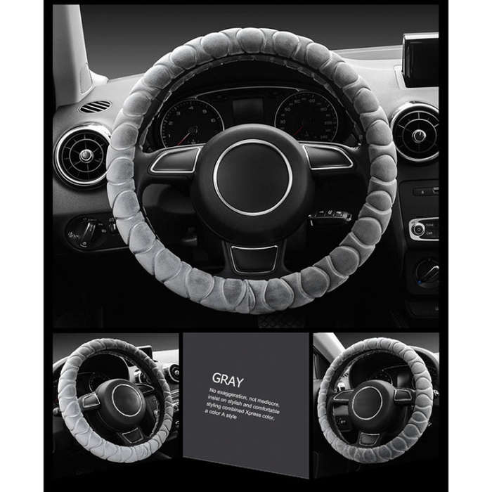 Car Universal Short Plush Warm Anti-skid Steering Wheel Cover, Adaptation Steering Wheel Diameter...