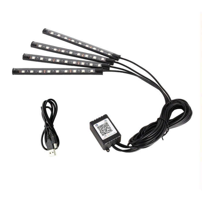 4 in 1 Universal Car USB 8-color APP Control LED Atmosphere Light Decorative Lamp, with 9LEDs Lam...