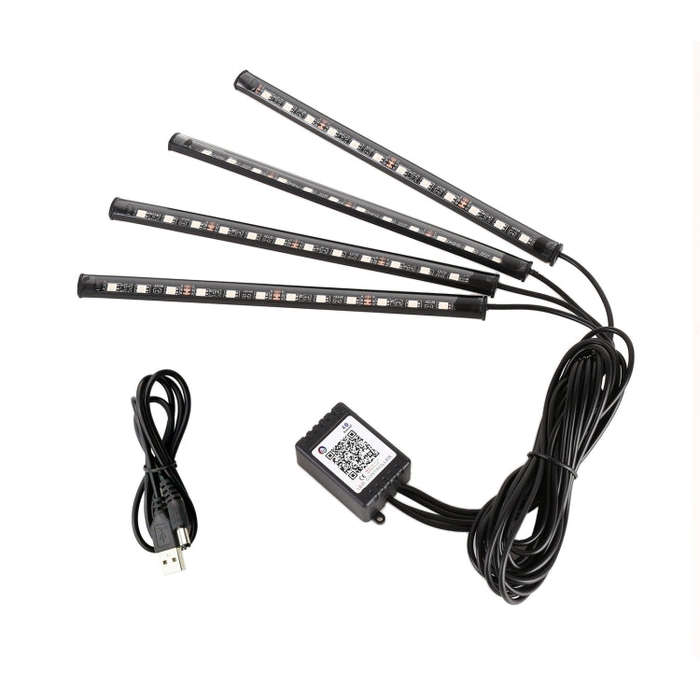 4 in 1 Universal Car USB 8-color APP Control LED Atmosphere Light Decorative Lamp, with 12LEDs La...