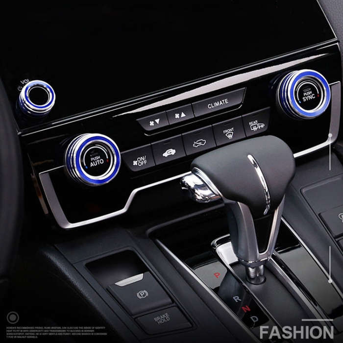 3 PCS Car Metal Air Conditioner Knob Case for Honda CR-V 2017-2021 (Blue)