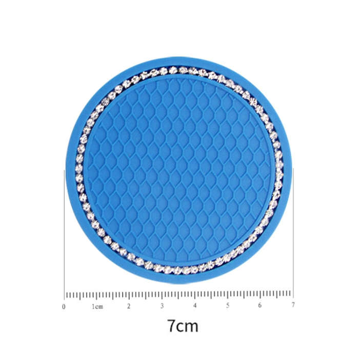 2 PCS Car Diamond Anti-skid Soft Rubber Water Cup Mat(Blue)