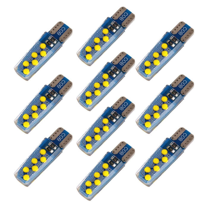 10 PCS T10 DC12V / 1.2W Car Clearance Light 12LEDs COB Lamp Beads (Yellow Light)