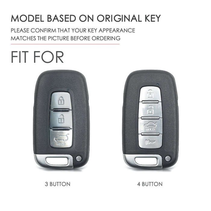 Hallmo Car Cowhide Leather Key Protective Cover Key Case for KIA K2 / K3 / K5 3-button(Black)