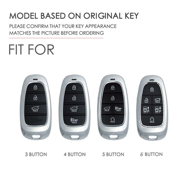 Hallmo Car Cowhide Leather Key Protective Cover Key Case for Hyundai 6-button(Brown)