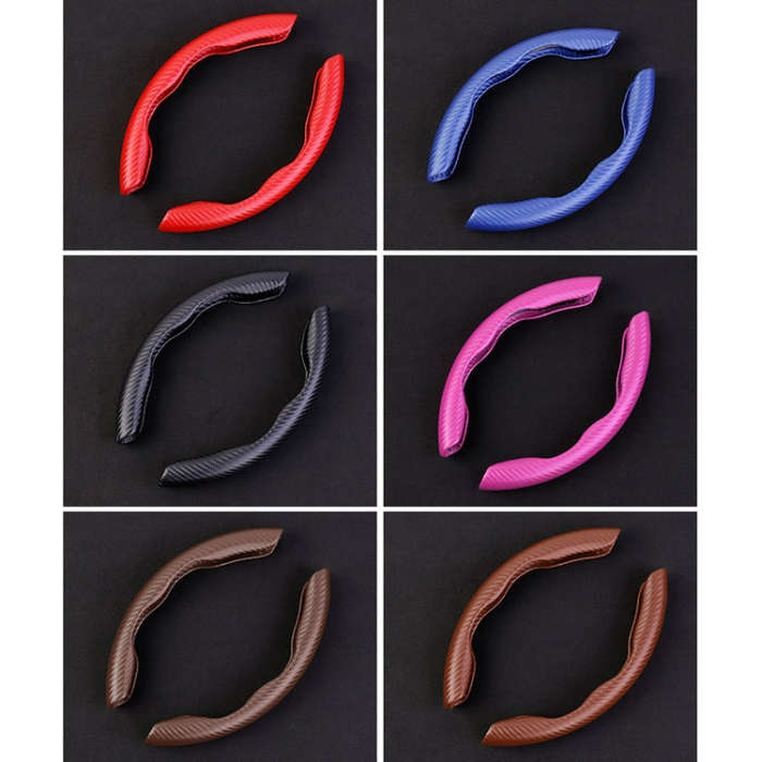 Car Universal Carbon Fiber Texture Leather Steering Wheel Cover (Red)
