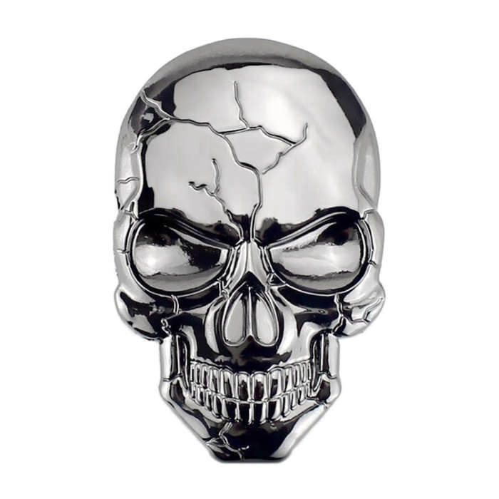 Three-dimensional Devil Skull Metal Car Sticker (Silver Grey)