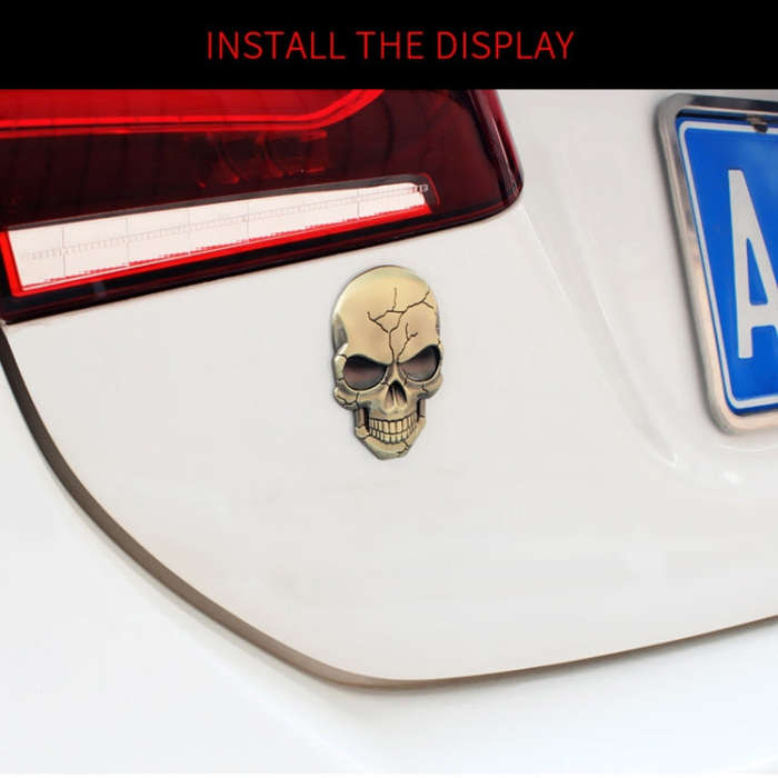 Three-dimensional Devil Skull Metal Car Sticker (Bronze)