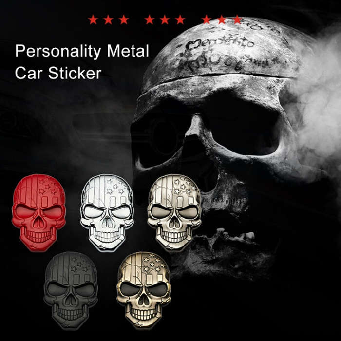 Three-dimensional Devil Skull Metal Plating Car Sticker (Black)