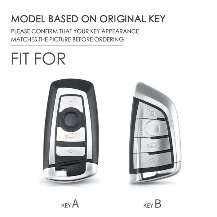 Hallmo Car Female Style Cowhide Leather Key Protective Cover for BMW, A Type(Sky Blue)