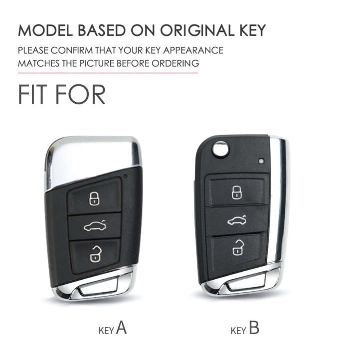 Hallmo Car Female Style Cowhide Leather Key Protective Cover for Volkswagen, A Type(Grass Green)