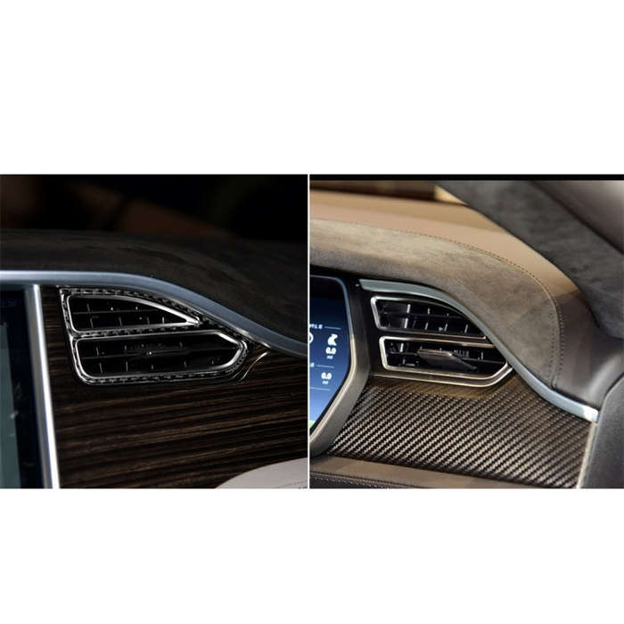4 PCS Carbon Fiber Car Central Control Instrument Outlet Decorative Sticker for Tesla Model X, Su...