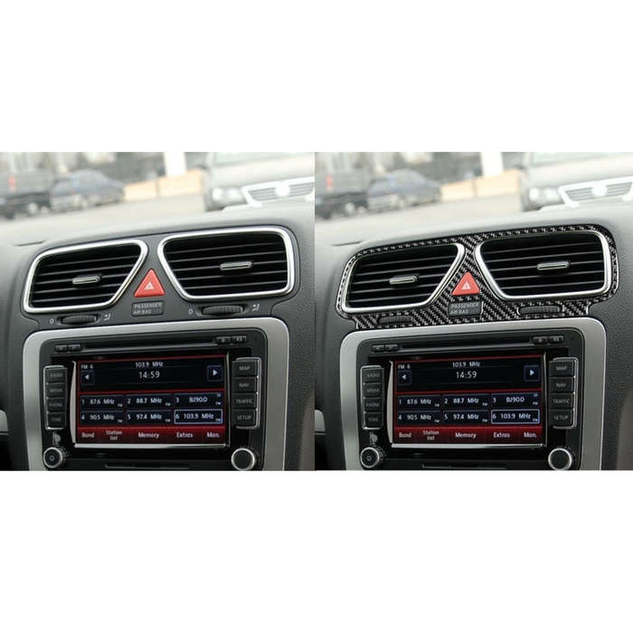 Carbon Fiber Car Central Control Air Outlet Frame Decorative Sticker for Volkswagen Scirocco 2009...