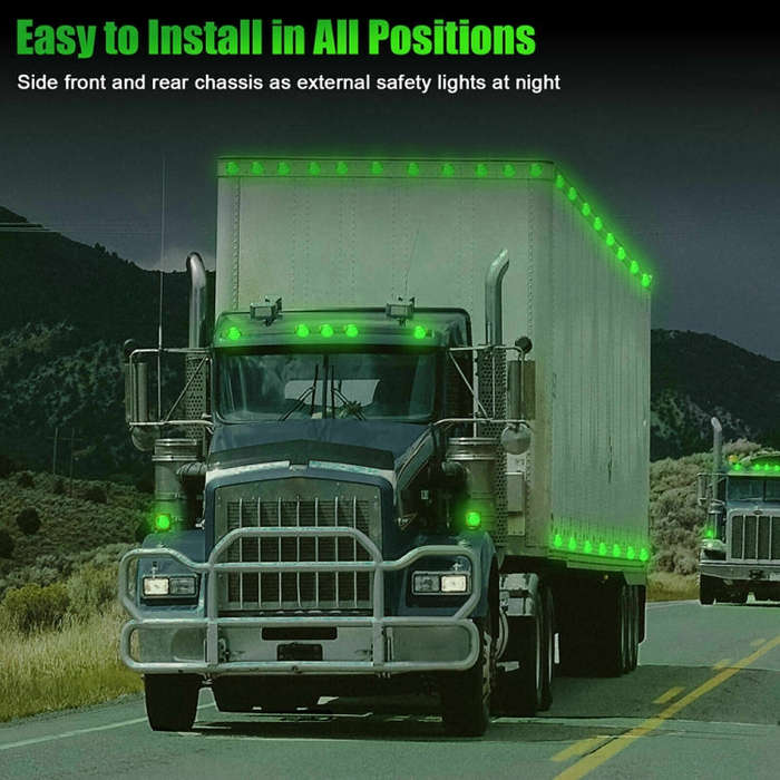 10 PCS MK-009 3/4 inch Car / Truck 3LEDs Side Marker Indicator Lights Bulb Lamp (Green Light)