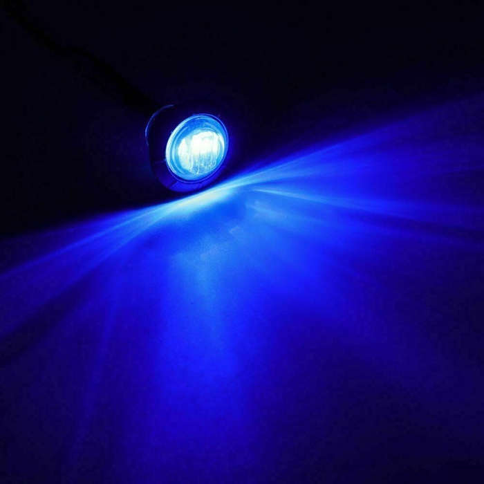 10 PCS MK-118 3/4 inch Metal Frame Car / Truck 3LEDs Side Marker Indicator Lights Bulb Lamp (Blue...