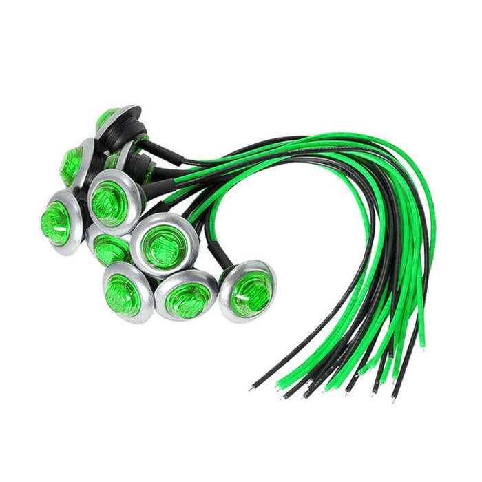 10 PCS MK-118 3/4 inch Metal Frame Car / Truck 3LEDs Side Marker Indicator Lights Bulb Lamp (Gree...