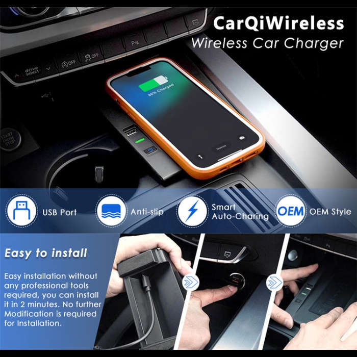 Car Qi Standard Wireless Charger 15W Quick Charging for Audi A4 A5 S4 S5 2017-2021, Left Driving