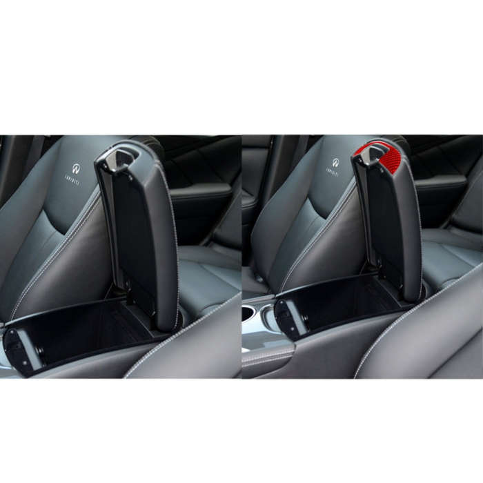 Car Carbon Fiber Armrest Box Decorative Sticker for Infiniti Q50 2014-2020, Left and Right Drive(...