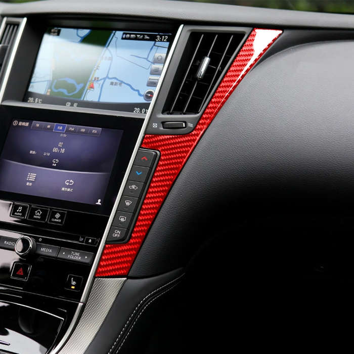Car Carbon Fiber Central Control F Frame Decorative Sticker for Infiniti Q50 2014-2020, Left and ...