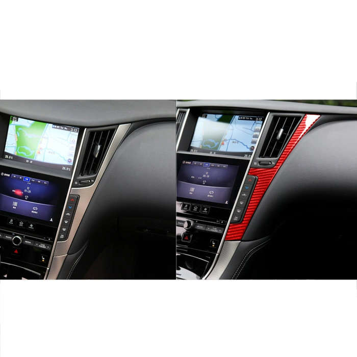 Car Carbon Fiber Central Control F Frame Decorative Sticker for Infiniti Q50 2014-2020, Left and ...