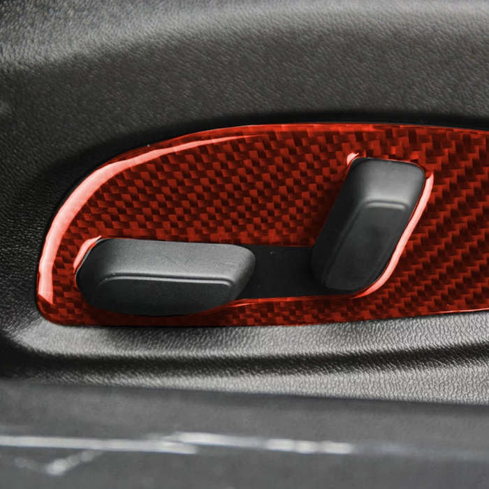 Car Carbon Fiber Seat Adjustment Panel Decorative Sticker for Chevrolet Camaro 2017-2019, Left an...
