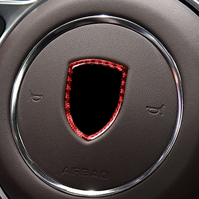 Car Carbon Fiber Steering Wheel Logo Decorative Sticker for Porsche Macan 2014-2021, Left and Rig...
