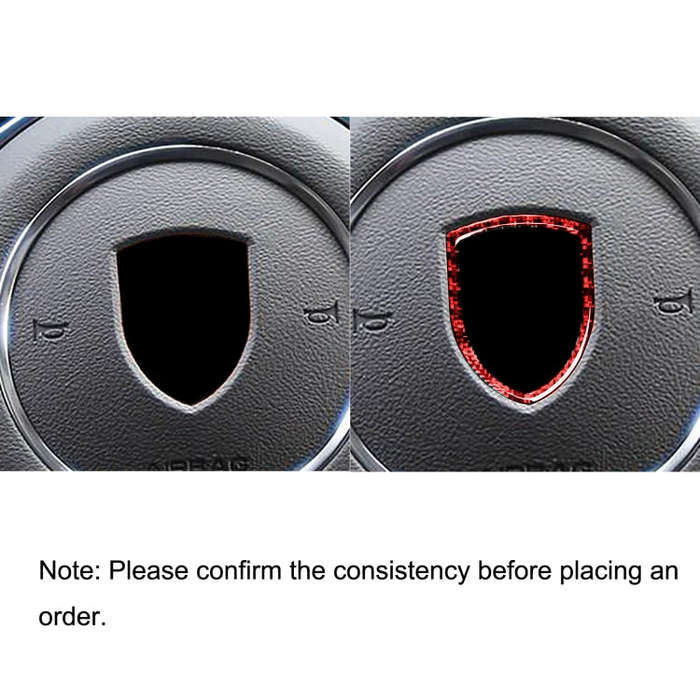 Car Carbon Fiber Steering Wheel Logo Decorative Sticker for Porsche Macan 2014-2021, Left and Rig...
