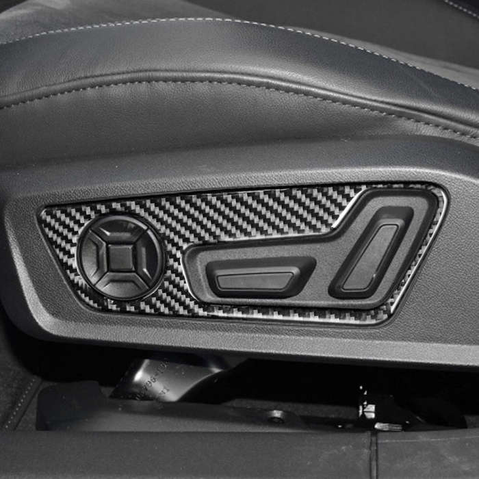 Car Carbon Fiber Seat Adjustment Panel Decorative Sticker for Audi A6L / A7 2019-, Left and Right...
