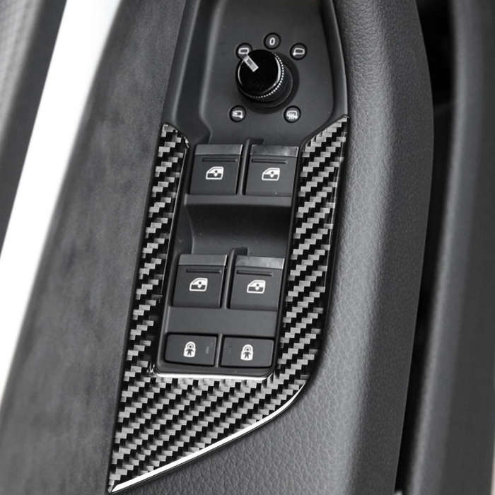 Car Carbon Fiber Window Glass Lift Decorative Sticker for Audi A6L / A7 2019-, Left Drive