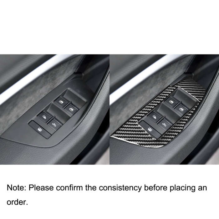 Car Carbon Fiber Window Glass Lift Decorative Sticker for Audi A6L / A7 2019-, Left Drive