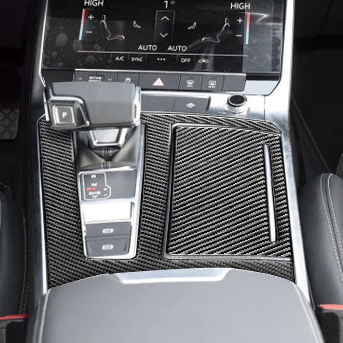 Car Carbon Fiber Gear Panel Decorative Sticker for Audi A6L / A7 2019-, Left Drive