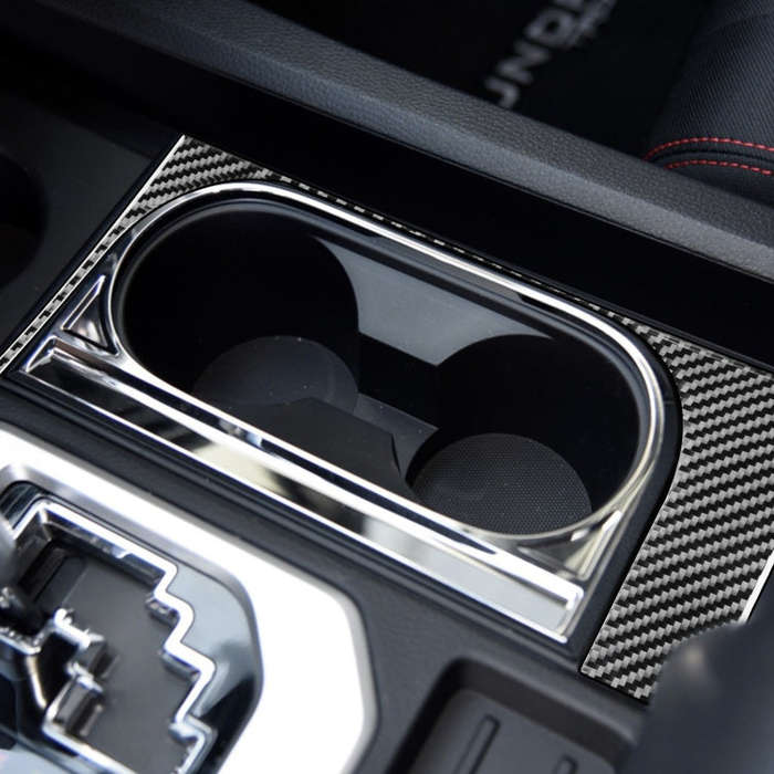 Carbon Fiber Car Cup Holder Frame Decorative Sticker for Toyota Tundra 2014-2018, Left Driving