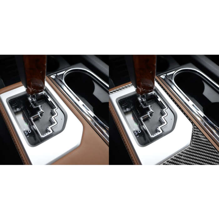 Carbon Fiber Car Gear Outer Frame Decorative Sticker for Toyota Tundra 2014-2018, Left Right Driv...