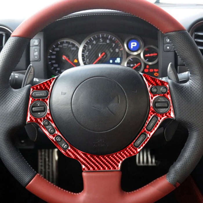 3 PCS / Set Carbon Fiber Car Dashboard Steering Wheel Buttons Decorative Sticker for Nissan GTR R...