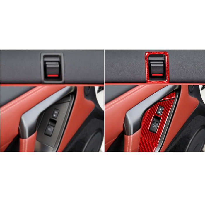 6 PCS / Set Carbon Fiber Car Window Lift Button Door Lock Decorative Sticker for Nissan GTR R35 2...