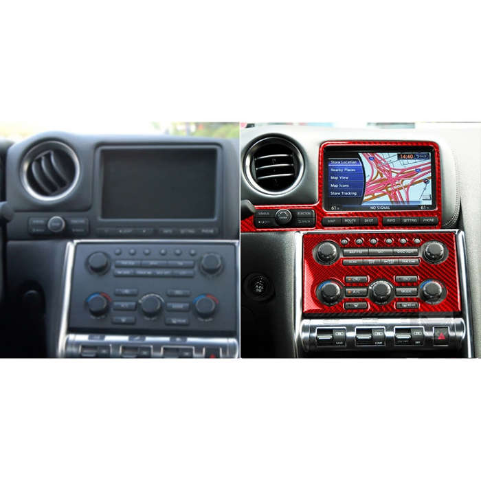 2 PCS / Set Carbon Fiber Car Navigation Instrument Decorative Sticker for Nissan GTR R35 2008-201...