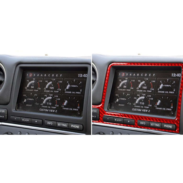 Carbon Fiber Car Navigation Display Frame Decorative Sticker for Nissan GTR R35 2008-2016, Left D...