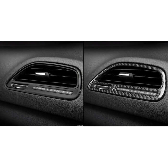 Carbon Fiber Car Instrument Left Right Air Outlet Decorative Sticker for Dodge Challenger 2015 to...