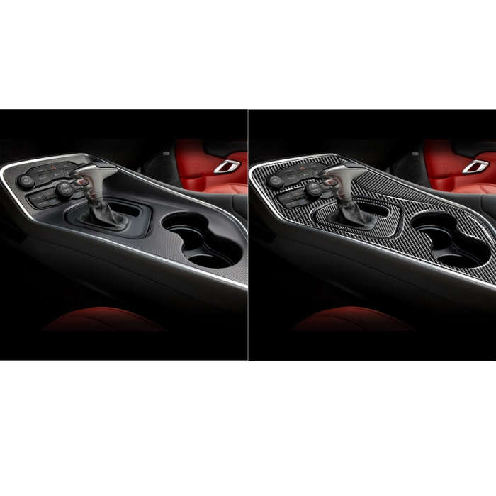 4 PCS / Set Carbon Fiber Car Central Control Gear Decorative Sticker for Dodge Challenger 2015 to...