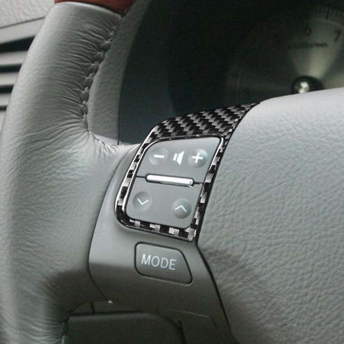 2 PCS / Set Carbon Fiber Car Steering Wheel Button B Version Decorative Sticker for Lexus GS 2006...