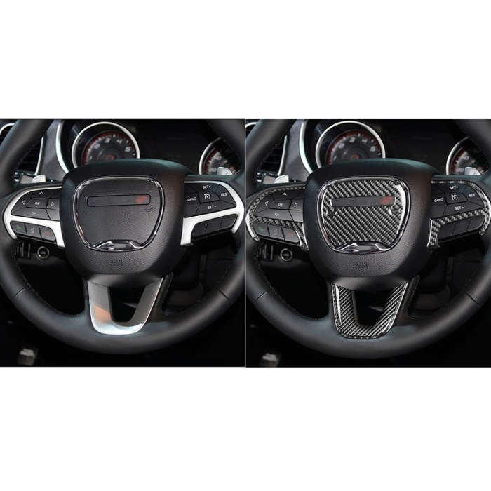 5 PCS / Set Carbon Fiber Car Steering Wheel Decorative Sticker for Dodge Challenger 2015 to Now, ...
