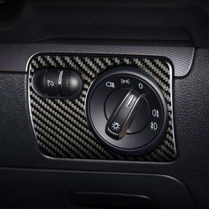 Carbon Fiber Car Headlight Switch Panel Decorative Sticker for Volkswagen Golf 6 2008-2012, Right...