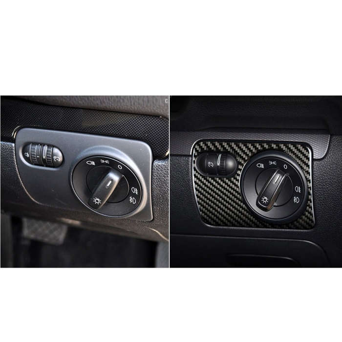 Carbon Fiber Car Headlight Switch Panel Decorative Sticker for Volkswagen Golf 6 2008-2012, Right...