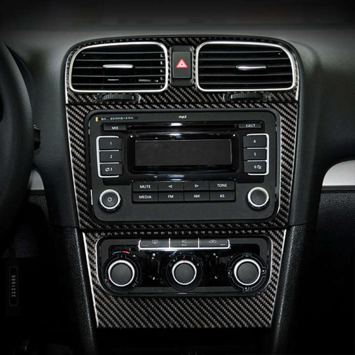 Carbon Fiber Car CD Panel Decorative Sticker for Volkswagen Golf 6 2008-2012