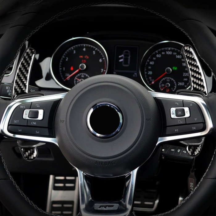 Carbon Fiber Car Central Steering Wheel Paddles Decorative Sticker for Volkswagen Golf 6 2008-2012
